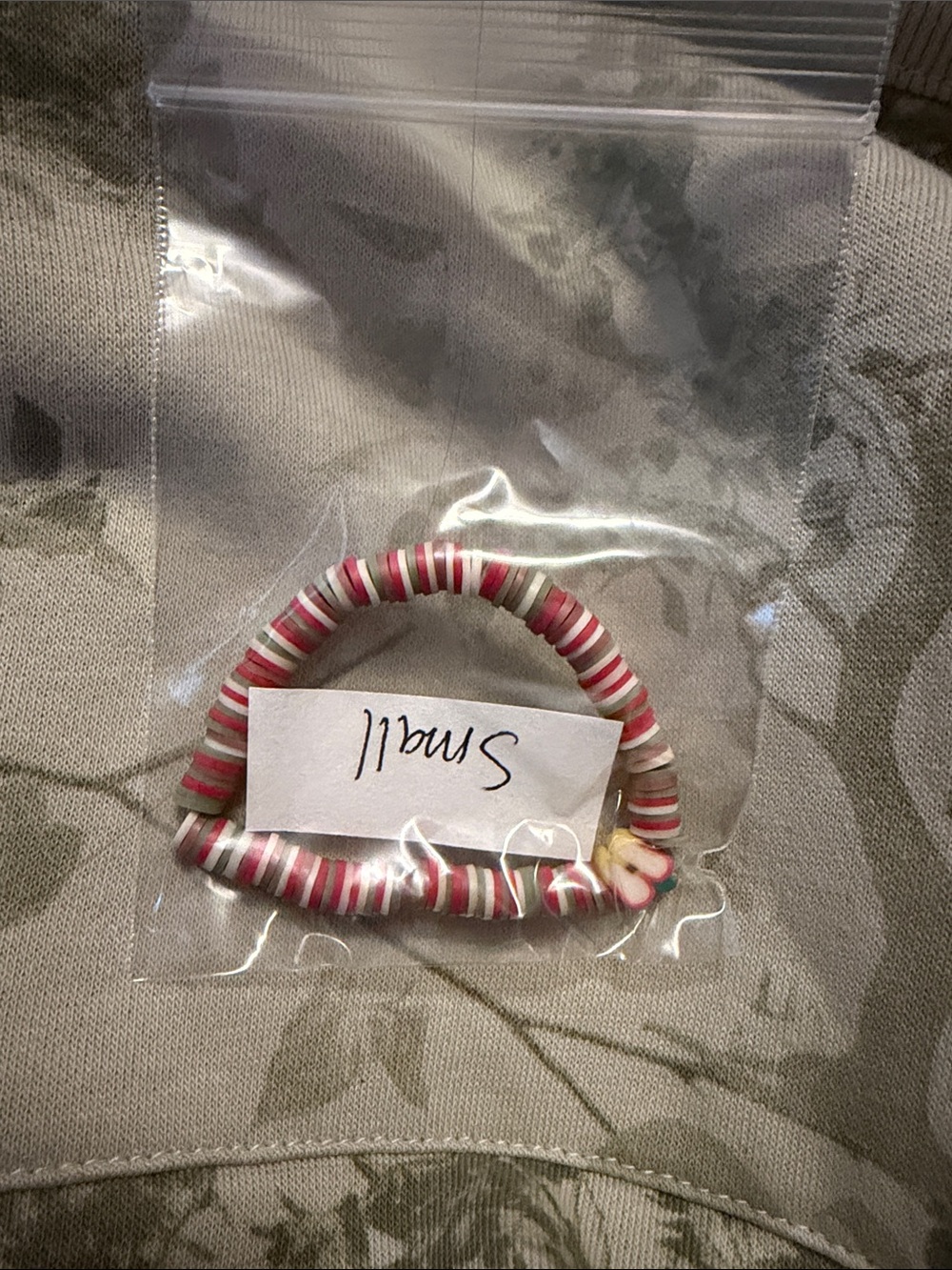Handmade Pink Striped Heishi Bead Bracelet - Small